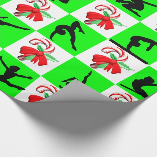 FEESTELIJK GROEN GYMNASTIEK KERSTONTWERP CADEAUPAPIER (Hoek)