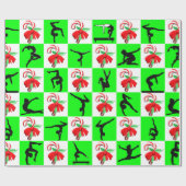 FEESTELIJK GROEN GYMNASTIEK KERSTONTWERP CADEAUPAPIER (Vlak)