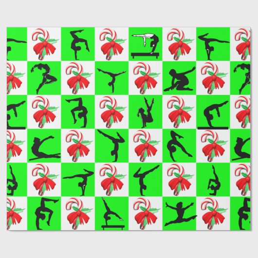 FEESTELIJK GROEN GYMNASTIEK KERSTONTWERP CADEAUPAPIER (Vlak)