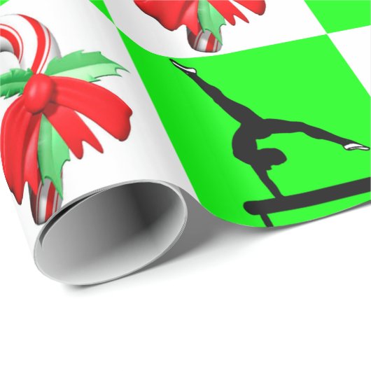 FEESTELIJK GROEN GYMNASTIEK KERSTONTWERP CADEAUPAPIER (Rol Hoek)