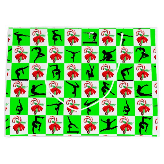 FEESTELIJK GROEN GYMNASTIEK KERSTONTWERP GROOT CADEAUZAKJE (Voorkant)