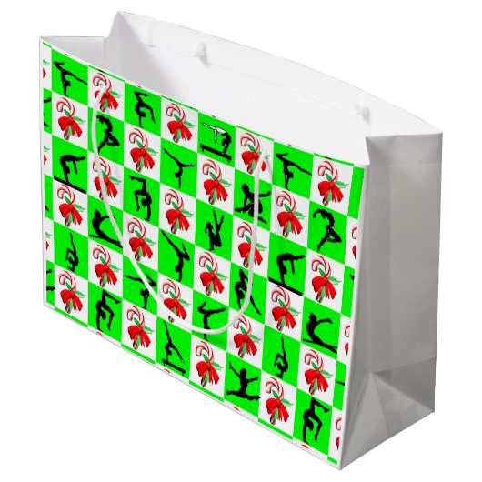 FEESTELIJK GROEN GYMNASTIEK KERSTONTWERP GROOT CADEAUZAKJE (Achterkant Gekanteld)