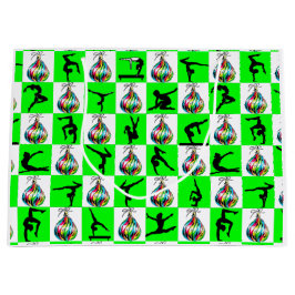 FEESTELIJK GROEN GYMNASTIEK KERSTONTWERP LARGE CADEAUTASJE