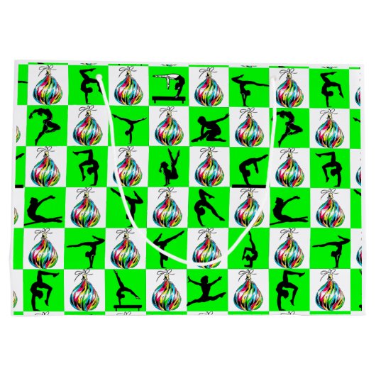 FEESTELIJK GROEN GYMNASTIEK KERSTONTWERP LARGE CADEAUTASJE (Achterkant)
