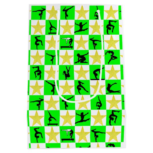 FEESTELIJK GROEN GYMNASTIEK KERSTONTWERP MEDIUM CADEAUZAKJE (Achterkant)