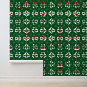 Feestelijk groen kerstpatroon behang