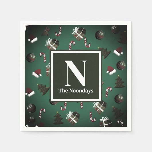 Feestelijk groen kerstpatroon servet (Voorkant)