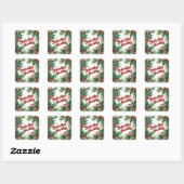 Feestelijk groen kerstscript vierkante sticker (Vel)