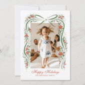 Feestelijk groen lint met poinsettia's en groen feestdagenkaart (Voorkant)