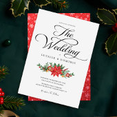 Feestelijk groen Minimal Script Christmas Wedding Kaart