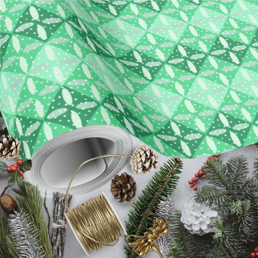 Feestelijk Groen Monochroom Geometrisch en Terrazz Cadeaupapier