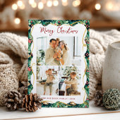 Feestelijk groen patroon Vrolijk kerstfeest 3 Foto Feestdagenkaart
