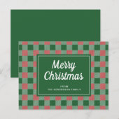 Feestelijk Groen Plaid Vrolijk Kerstschrift Briefkaart (Voorkant / Achterkant)