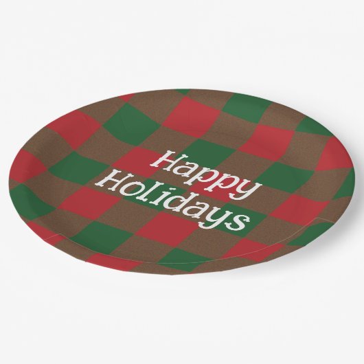 Feestelijk groen & rood geplakt papieren bordje (Gekanteld)