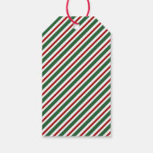 Feestelijk Groen Rood Gestreept Vrolijk Kerstfeest Cadeaulabel (Achterkant)