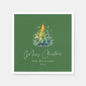 Feestelijk Groen Script Kerstservetten Servet (Voorkant)