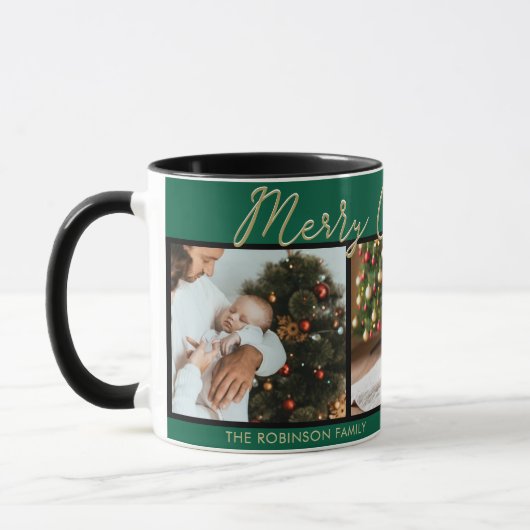 Feestelijk Groen Vrolijk Kerstfeest 3 Foto's Colla Mok (Links)