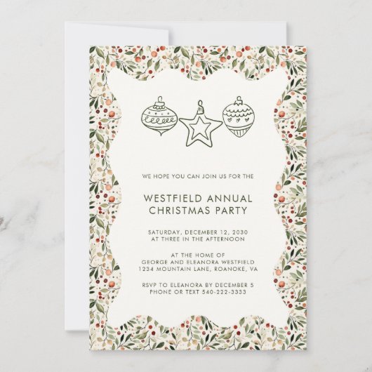 Feestelijk groen Wavy Lijst kerstfeest Kaart (Voorkant)