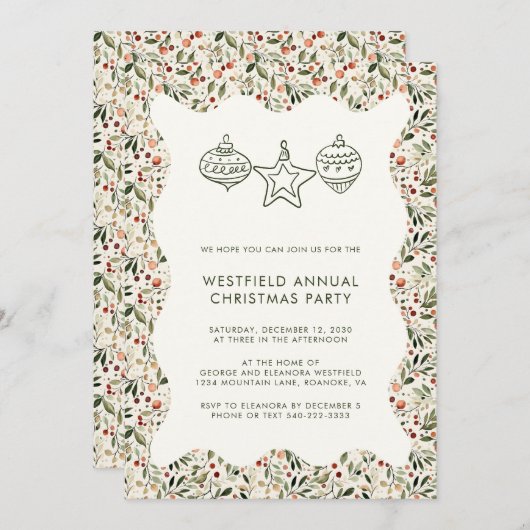 Feestelijk groen Wavy Lijst kerstfeest Kaart (Voorkant / Achterkant)