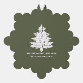 Feestelijk Groen Wit Sneeuw Vrolijk Kerstfeest Fot Ornament Kaart (Achterkant)