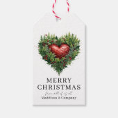 Feestelijk groenblijvend hart cadeaulabel (Voorkant)