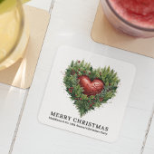 Feestelijk groenblijvend hart kartonnen onderzetters