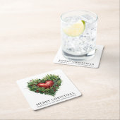 Feestelijk groenblijvend hart kartonnen onderzetters (Insitu)