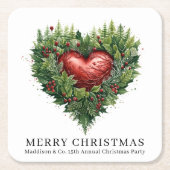 Feestelijk groenblijvend hart kartonnen onderzetters (Voorkant)