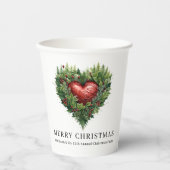 Feestelijk groenblijvend hart papieren bekers (Voorkant)