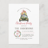 Feestelijk Groene Auto Kerstvakantie Feest Uitnodiging Briefkaart (Voorkant)