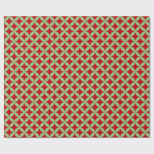 Feestelijk groene & rode kerstcadeauverpakking cadeaupapier (Vlak)