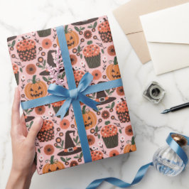 Feestelijk Halloween patroon | Heksen, pompoen, vl Cadeaupapier