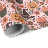 Feestelijk Halloween patroon | Heksen, pompoen, vl Cadeaupapier (Rol Hoek)