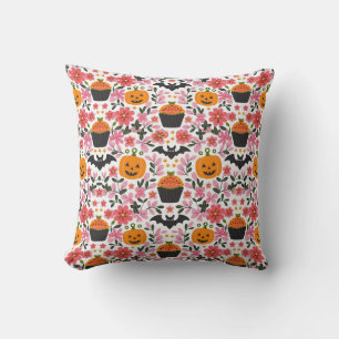 Feestelijk Halloweenkussen Bloemen, pompoen & vl Kussen