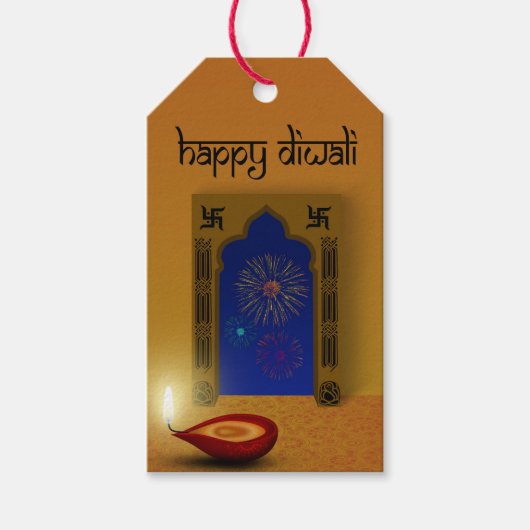 Feestelijk Happy Diwali Vuurwerk - Cadeau Label Cadeaulabel (Voorkant)