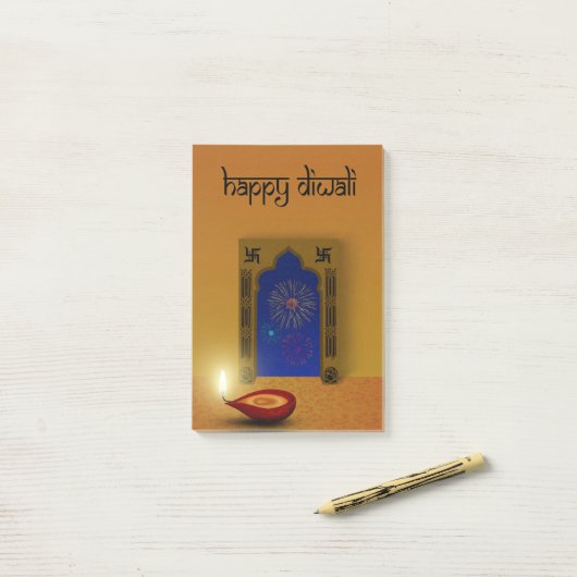 Feestelijk Happy Diwali Vuurwerk - Post-it® notes (Op bureau)