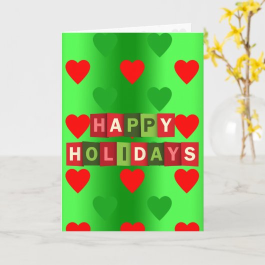 Feestelijk hartpatroon vrolijke feestdagen kaart (Gele Bloem)