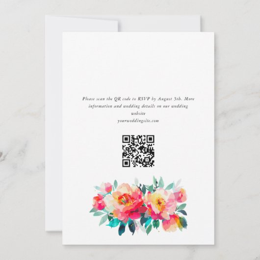 Feestelijk Helder Roze Sinaasappel Bloemen Bruilof Kaart (Achterkant)