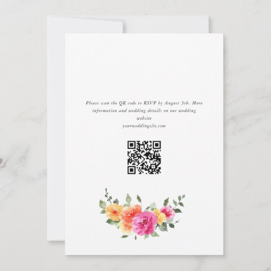 Feestelijk Helder Roze Sinaasappel Bloemen Bruilof Kaart (Achterkant)