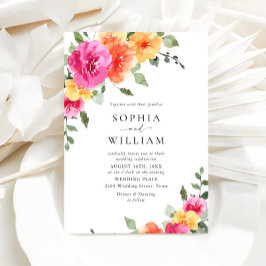 Feestelijk Helder Roze Sinaasappel Bloemen Bruilof Kaart