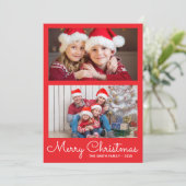 Feestelijk Helderrood 2 Fotocollage Feestdagenkaart (Staand voorkant)