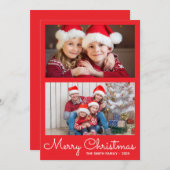 Feestelijk Helderrood 2 Fotocollage Feestdagenkaart (Voorkant / Achterkant)