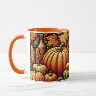 Feestelijk herfstseizoen oogst pompoenen koffiemok mok