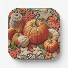 Feestelijk herfstseizoen Pompoenen Thanksgiving  Papieren Bordje