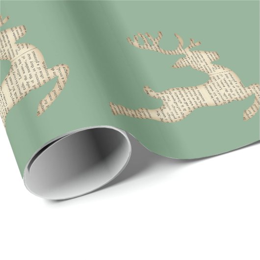 Feestelijk hertenpatroon groene Kerstmis Cadeaupapier (Rol Hoek)