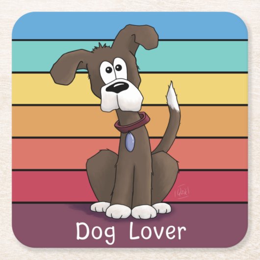 Feestelijk Hondenliefhebber Vierkant Papier Onderz Kartonnen Onderzetters (Voorkant)