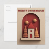 Feestelijk huis met bomen en versieringen briefkaart (Voorkant / Achterkant)