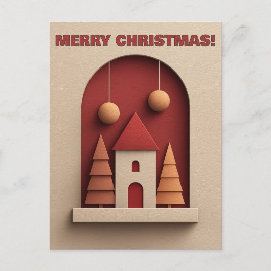 Feestelijk huis met bomen en versieringen briefkaart (Voorkant)