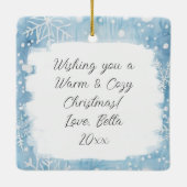 Feestelijk Huis op een Frozen Lake Christmas Keramisch Ornament (Achterkant)