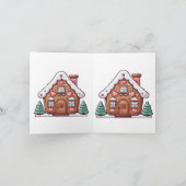 Feestelijk huis van peperkoek met harten feestdagen kaart (Binnen)